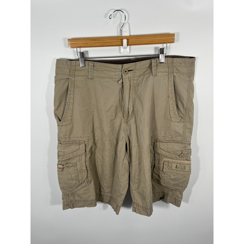 Union Bay Mens Y2K Cargo Shorts 36 Tan 100% Cotton Baggy Skater Street